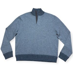 J. Hilburn Men's 100% Cashmere Birdseye Quarter Zip Sweater In Grays Sz L